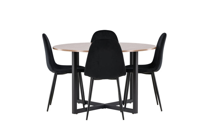 Venture Home Durango Dining Table - Black / Walnut MDF +Polar Dining Chair - Black legs / Black Velvet _4