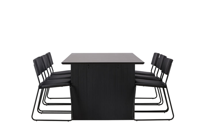 Venture Home Vail Dining Table - Black / Smoked Black MDF +Kenth Chair - Black / Black PU _6