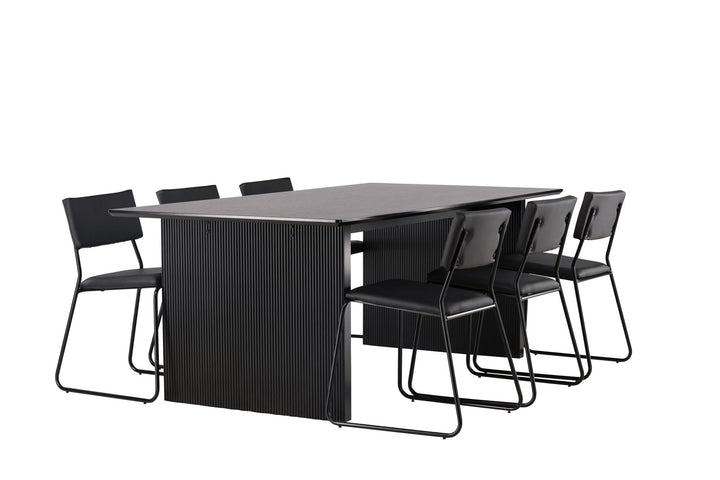 Venture Home Vail Dining Table - Black / Smoked Black MDF +Kenth Chair - Black / Black PU _6