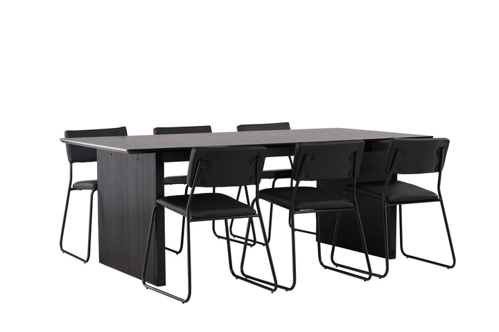Venture Home Vail Dining Table - Black / Smoked Black MDF +Kenth Chair - Black / Black PU _6