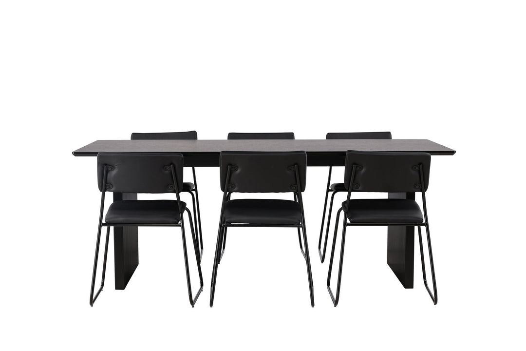 Venture Home Vail Dining Table - Black / Smoked Black MDF +Kenth Chair - Black / Black PU _6