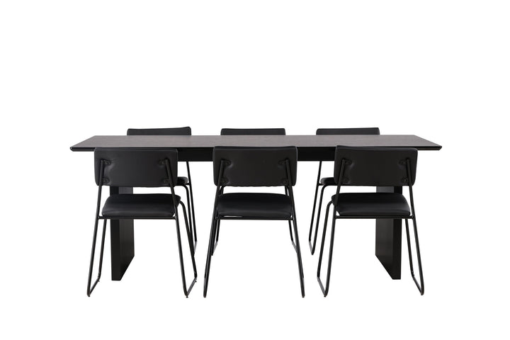 Venture Home Vail Dining Table - Black / Smoked Black MDF +Kenth Chair - Black / Black PU _6