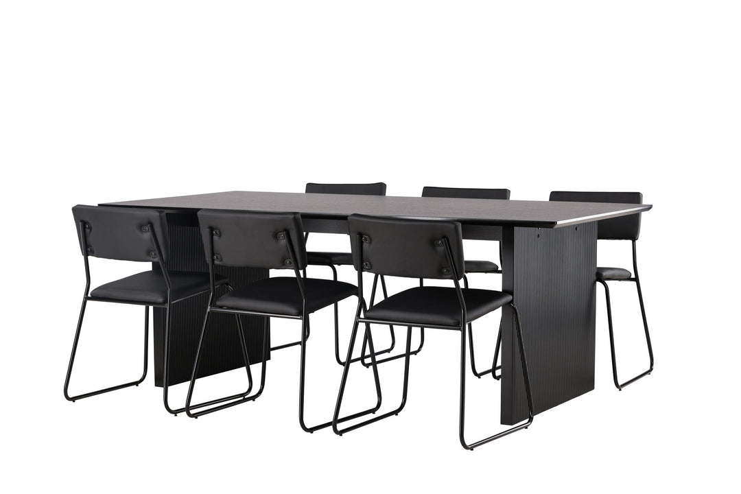 Venture Home Vail Dining Table - Black / Smoked Black MDF +Kenth Chair - Black / Black PU _6
