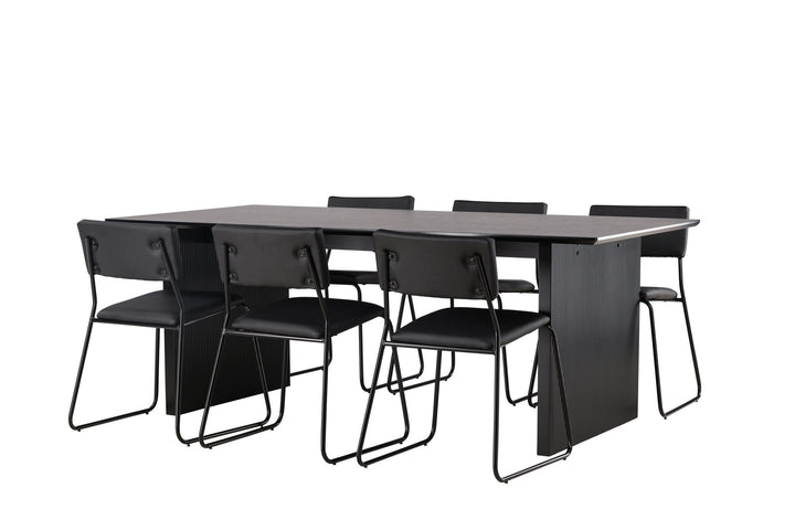 Venture Home Vail Dining Table - Black / Smoked Black MDF +Kenth Chair - Black / Black PU _6