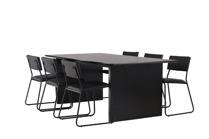 Venture Home Vail Dining Table - Black / Smoked Black MDF +Kenth Chair - Black / Black PU _6
