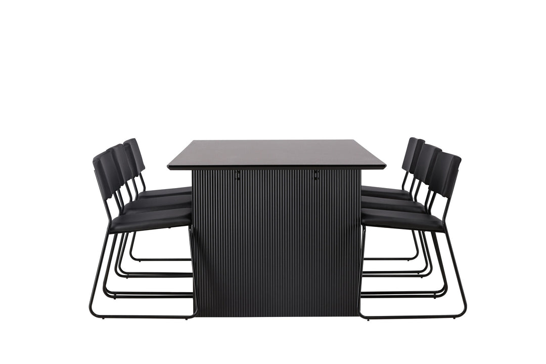 Venture Home Vail Dining Table - Black / Smoked Black MDF +Kenth Chair - Black / Black PU _6