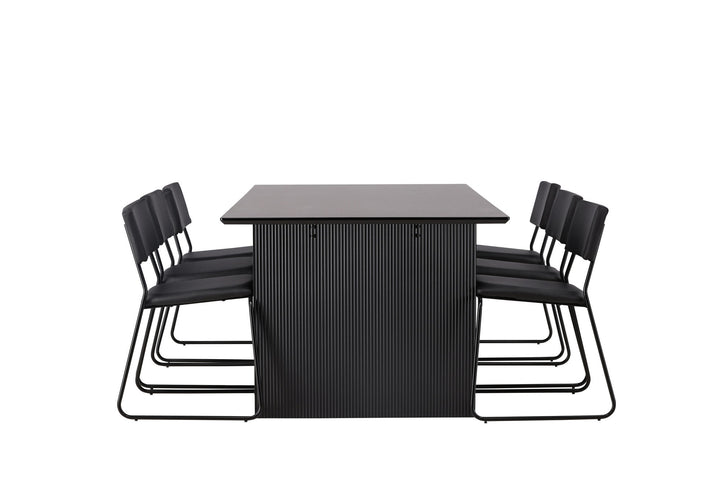 Venture Home Vail Dining Table - Black / Smoked Black MDF +Kenth Chair - Black / Black PU _6