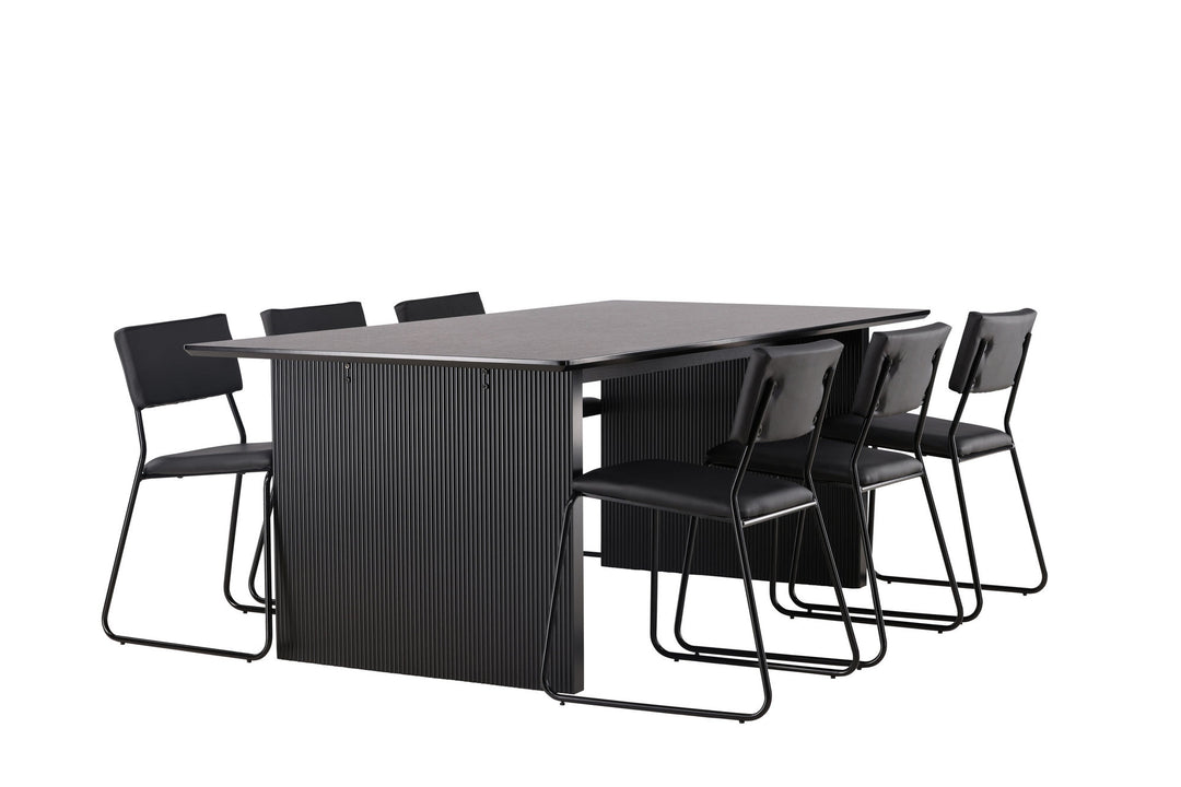 Venture Home Vail Dining Table - Black / Smoked Black MDF +Kenth Chair - Black / Black PU _6