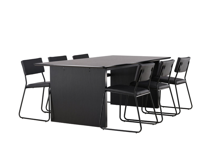 Venture Home Vail Dining Table - Black / Smoked Black MDF +Kenth Chair - Black / Black PU _6