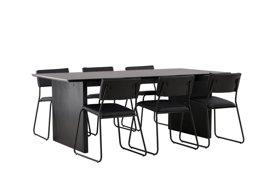 Venture Home Vail Dining Table - Black / Smoked Black MDF +Kenth Chair - Black / Black PU _6
