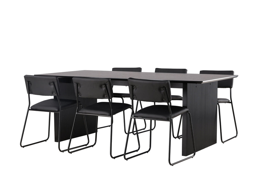 Venture Home Vail Dining Table - Black / Smoked Black MDF +Kenth Chair - Black / Black PU _6