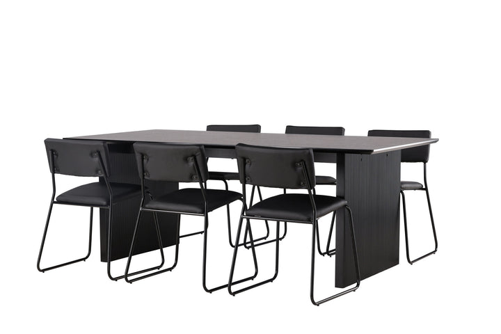 Venture Home Vail Dining Table - Black / Smoked Black MDF +Kenth Chair - Black / Black PU _6