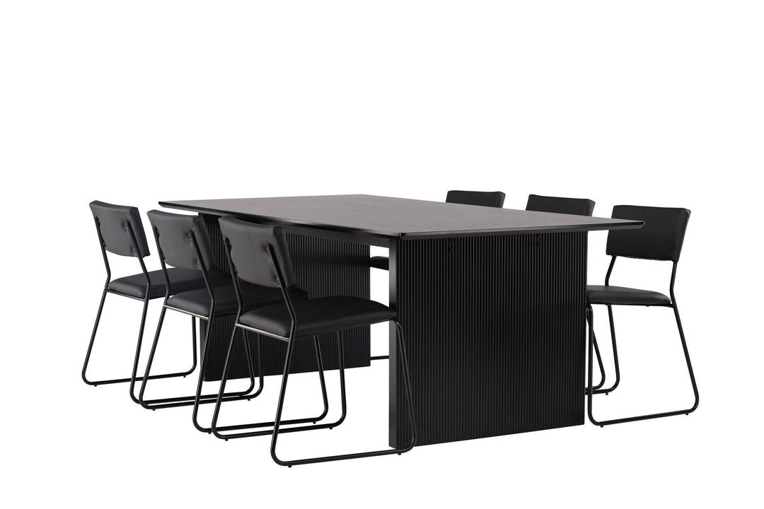 Venture Home Vail Dining Table - Black / Smoked Black MDF +Kenth Chair - Black / Black PU _6