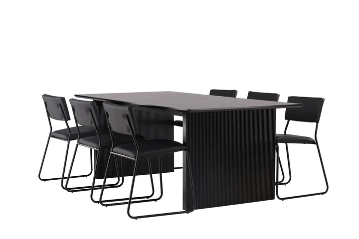 Venture Home Vail Dining Table - Black / Smoked Black MDF +Kenth Chair - Black / Black PU _6