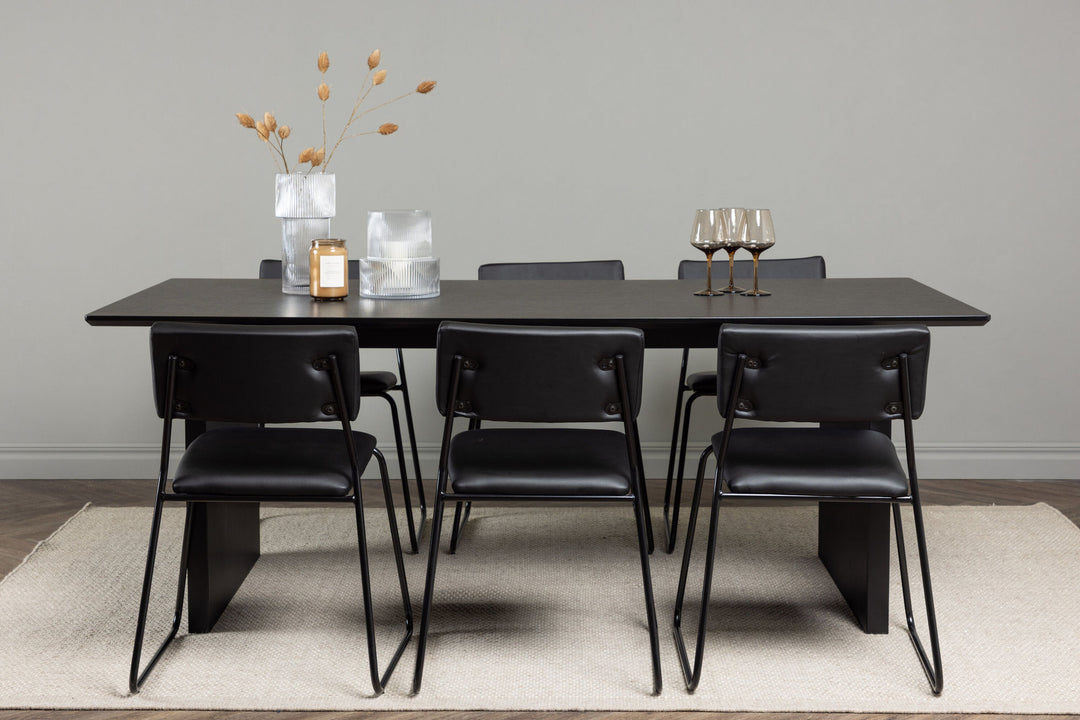 Venture Home Vail Dining Table - Black / Smoked Black MDF +Kenth Chair - Black / Black PU _6