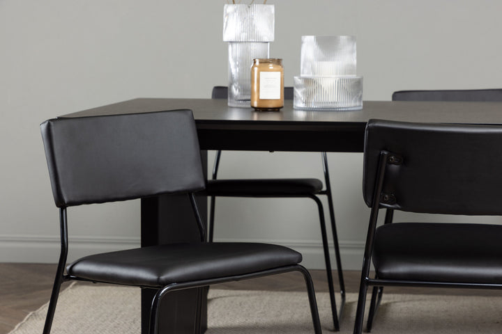 Venture Home Vail Dining Table - Black / Smoked Black MDF +Kenth Chair - Black / Black PU _6
