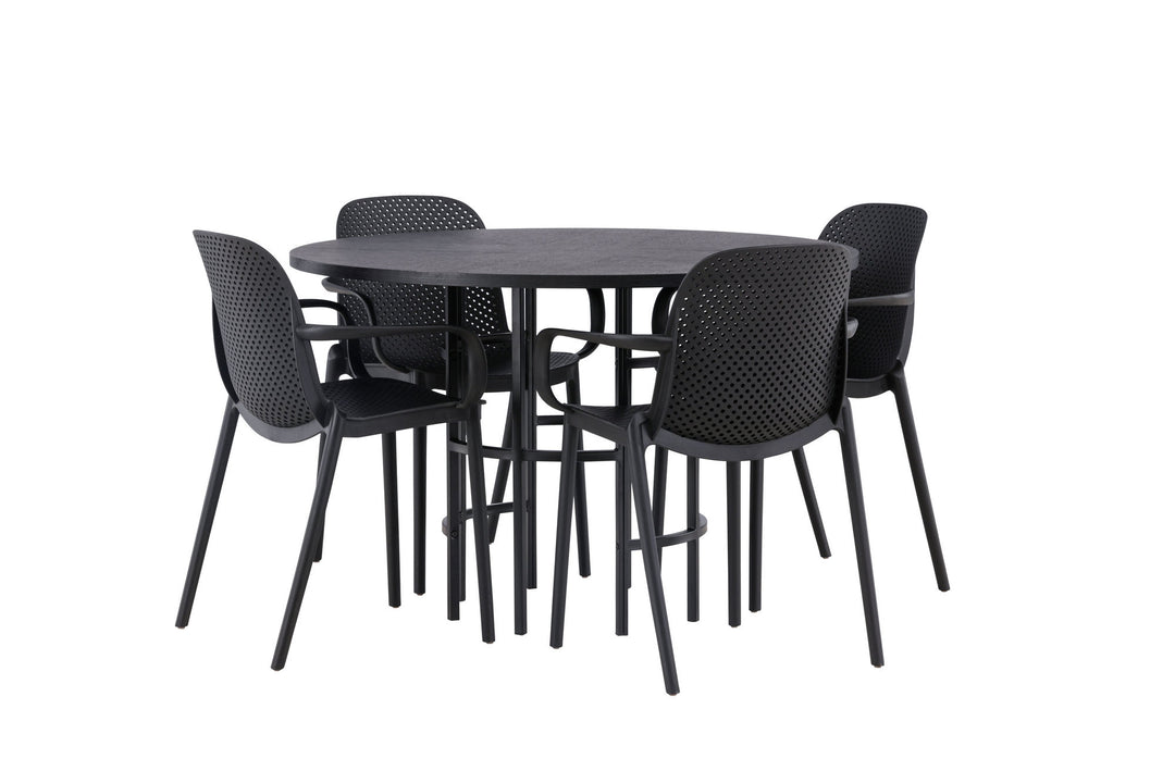 Venture Home Copenhagen Dining Table - Black / Black Veneer +Baltimore Dining Chair - Black / Black Plastic _4