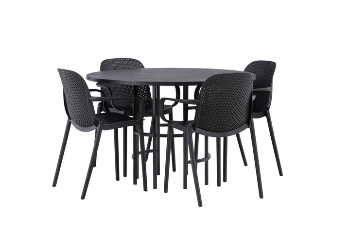 Venture Home Copenhagen Dining Table - Black / Black Veneer +Baltimore Dining Chair - Black / Black Plastic _4