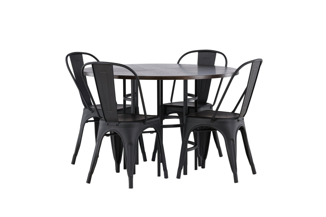 Venture Home Copenhagen Dining Table - Black / Mocca Veneer +Tempe Dining Chair - Matte black / Metal _4