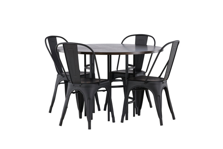 Venture Home Copenhagen Dining Table - Black / Mocca Veneer +Tempe Dining Chair - Matte black / Metal _4