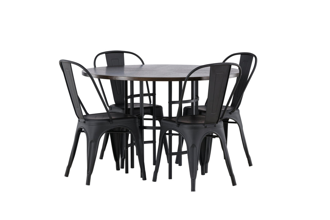 Venture Home Copenhagen Dining Table - Black / Mocca Veneer +Tempe Dining Chair - Matte black / Metal _4