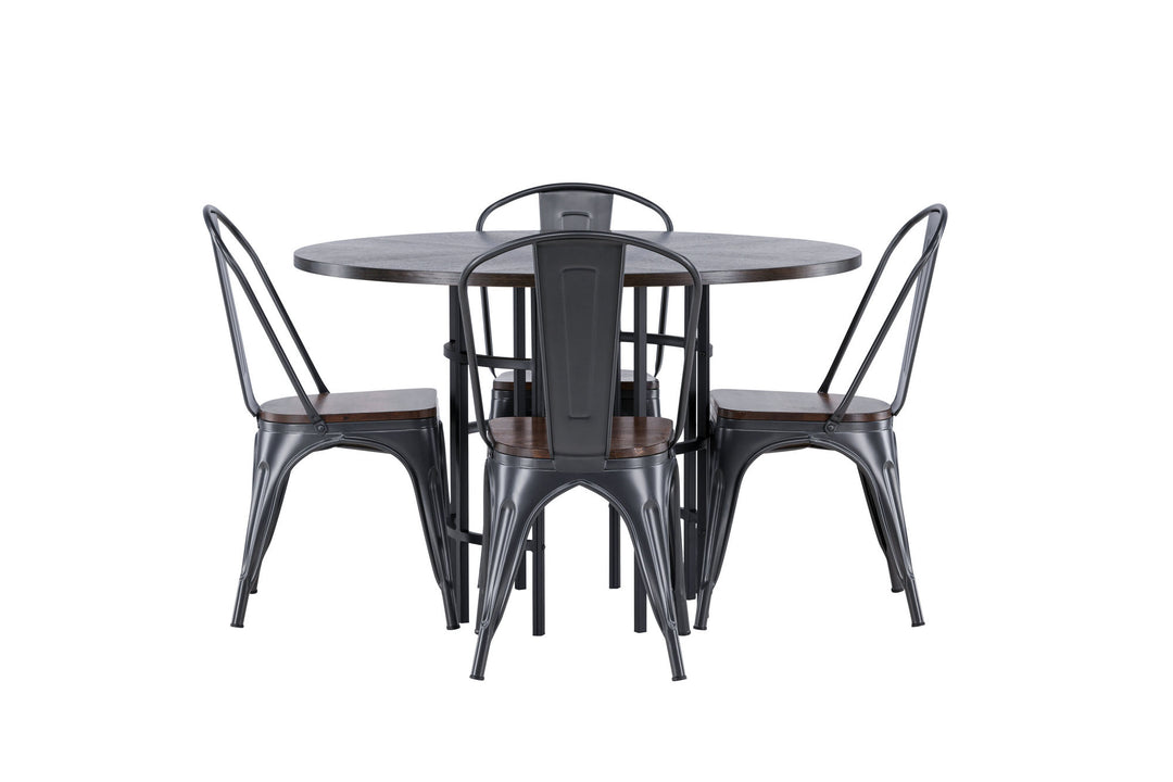 Venture Home Copenhagen Dining Table - Black / Mocca Veneer +Tempe Dining Chair - Dark grey / Dark Brown MDF _4