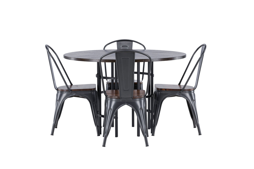 Venture Home Copenhagen Dining Table - Black / Mocca Veneer +Tempe Dining Chair - Dark grey / Dark Brown MDF _4
