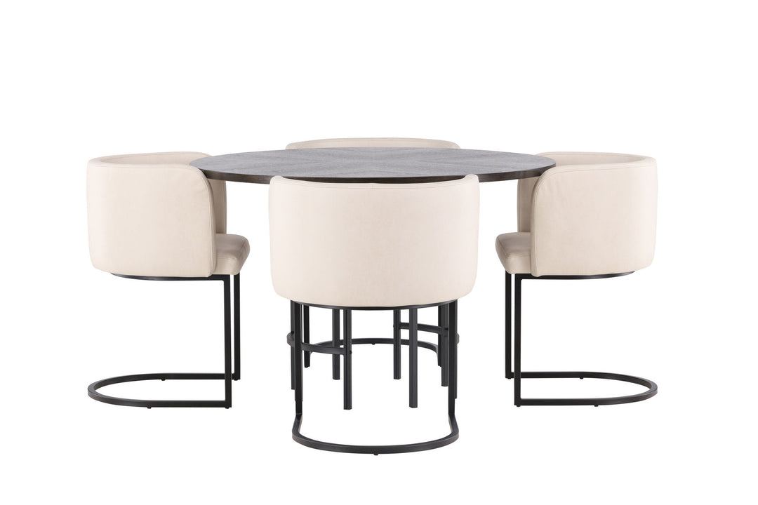 Venture Home Copenhagen Dining Table - Black / Mocca Veneer +Simrishman Dining Chair - Black / Beige TC-fabric _4