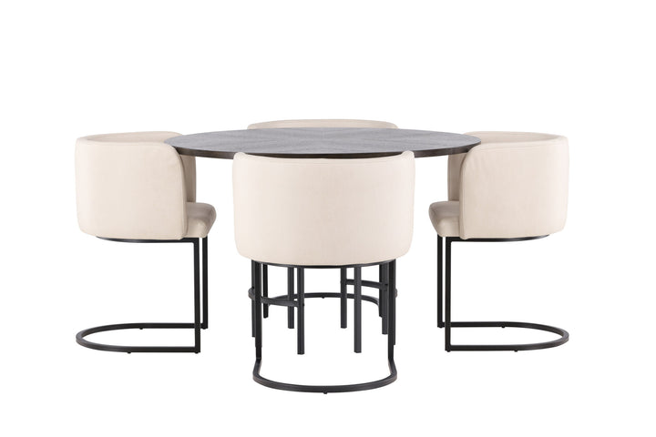 Venture Home Copenhagen Dining Table - Black / Mocca Veneer +Simrishman Dining Chair - Black / Beige TC-fabric _4