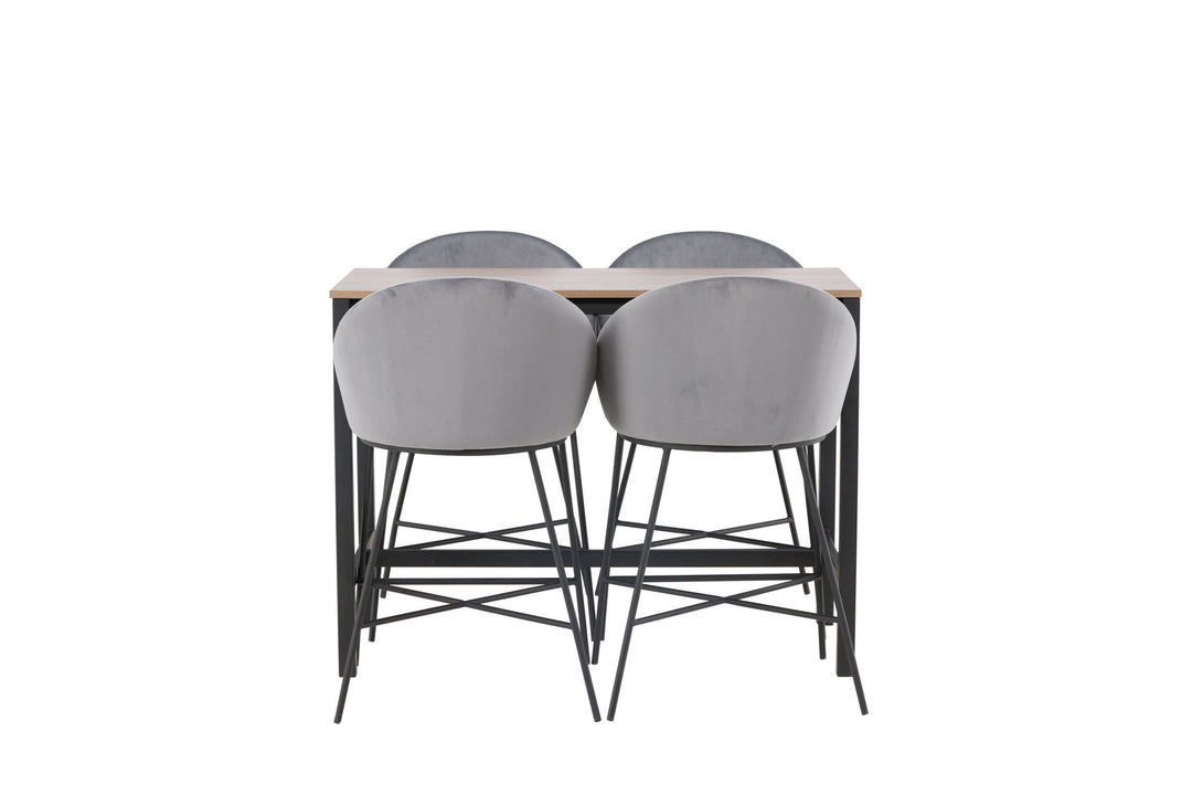 Venture Home Camden Bar Table - Walnut / Walnut MDF +Velvet Bar Chair - Black / Dark Grey Velvet _4