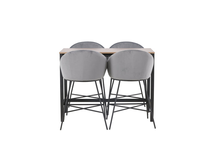 Venture Home Camden Bar Table - Walnut / Walnut MDF +Velvet Bar Chair - Black / Dark Grey Velvet _4