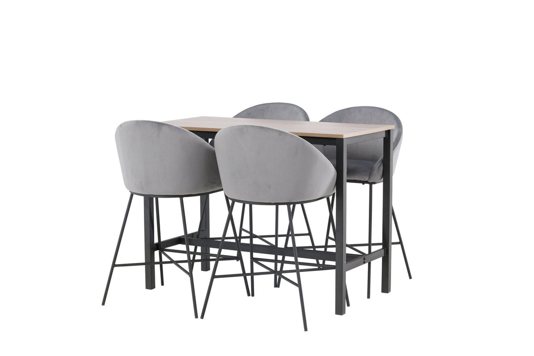 Venture Home Camden Bar Table - Walnut / Walnut MDF +Velvet Bar Chair - Black / Dark Grey Velvet _4
