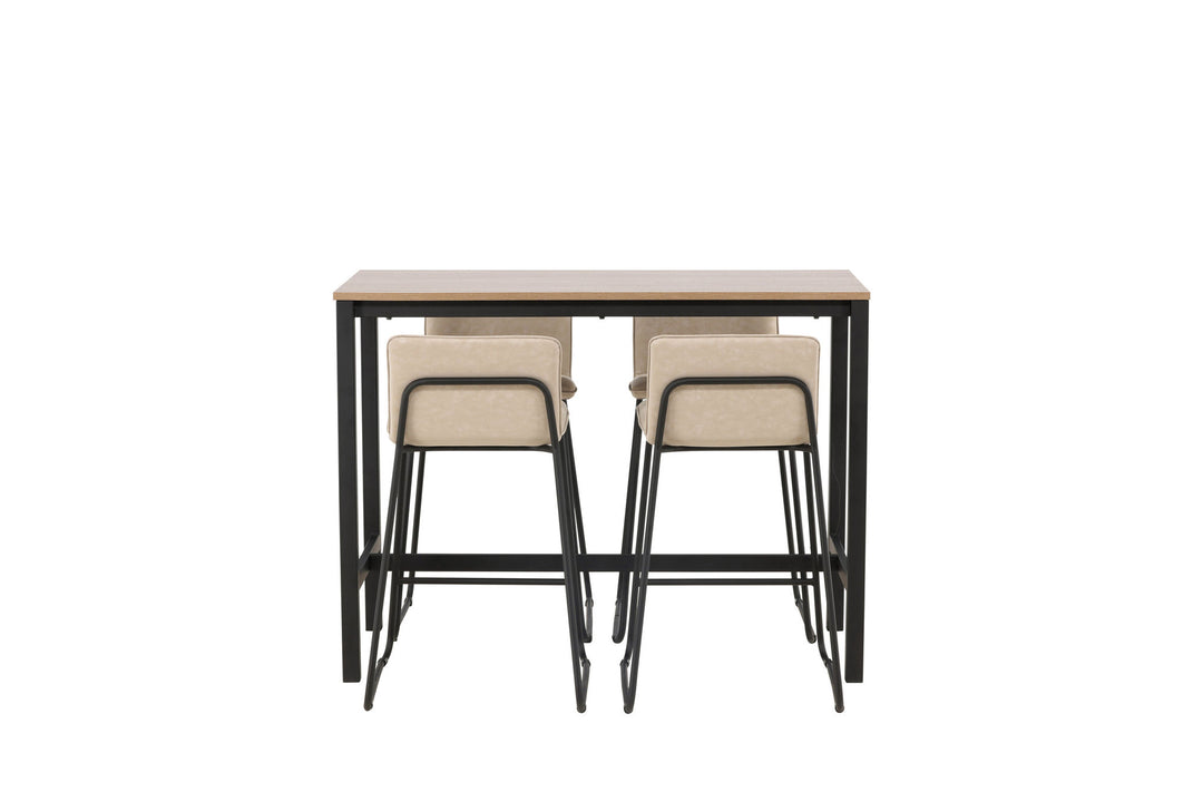Venture Home Camden Bar Table - Walnut / Walnut MDF +Bisbee Bar Chair - Black / Beige Microfiber _4