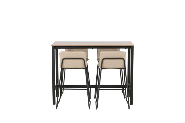 Venture Home Camden Bar Table - Walnut / Walnut MDF +Bisbee Bar Chair - Black / Beige Microfiber _4