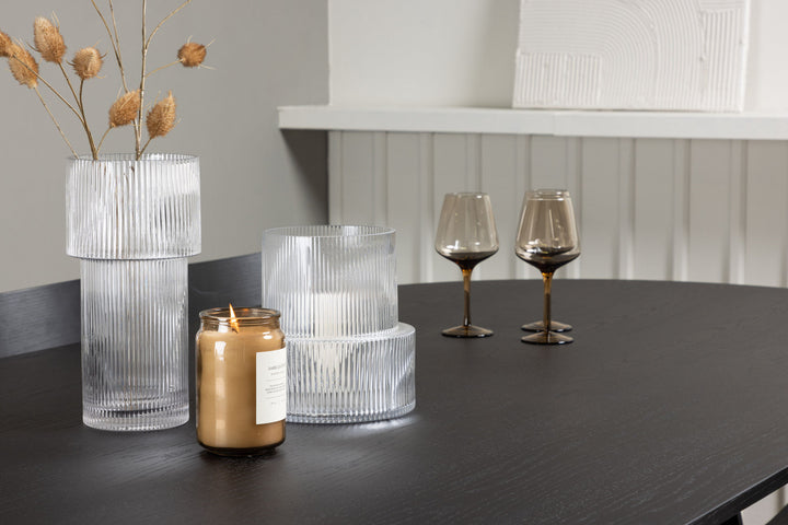 Venture Home Bootcut Oval Dining Table - Black / Black Fanéer +Montros Dining Chair - Natural / Natural Rubberwood _6