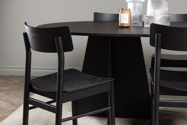Venture Home Bootcut Oval Dining Table - Black / Black Fanéer +Montros Dining Chair - Natural / Natural Rubberwood _6