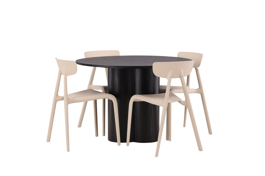Venture Home OliviaDiningTable-Black/BlackVeneer+UrsholmenDiningChair-Nature/beigePolypropylene_4