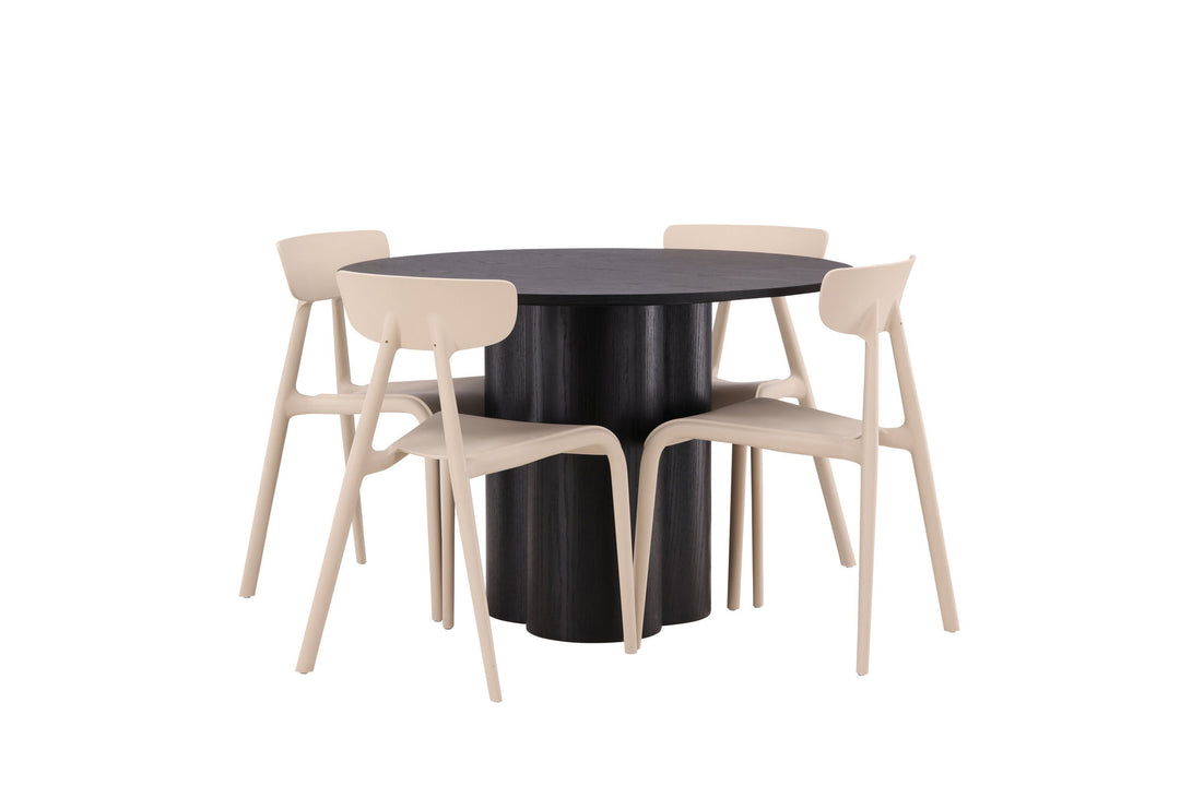 Venture Home OliviaDiningTable-Black/BlackVeneer+UrsholmenDiningChair-Nature/beigePolypropylene_4