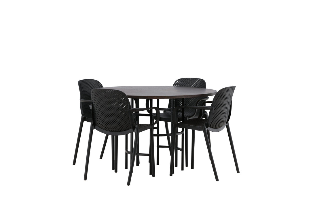 Venture Home Copenhagen Dining Table - Black / Mocca Veneer +Baltimore Dining Chair - Black / Black Plastic _4
