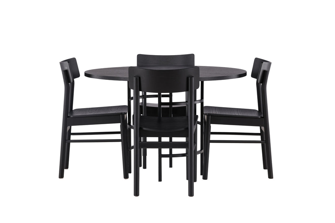 Venture Home Copenhagen Dining Table - Black / Black Veneer +Montros Dining Chair - Natural / Natural Rubberwood _4