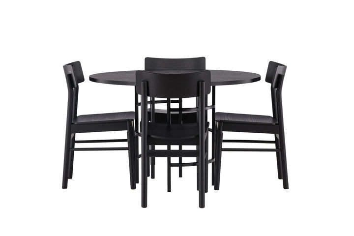Venture Home Copenhagen Dining Table - Black / Black Veneer +Montros Dining Chair - Natural / Natural Rubberwood _4