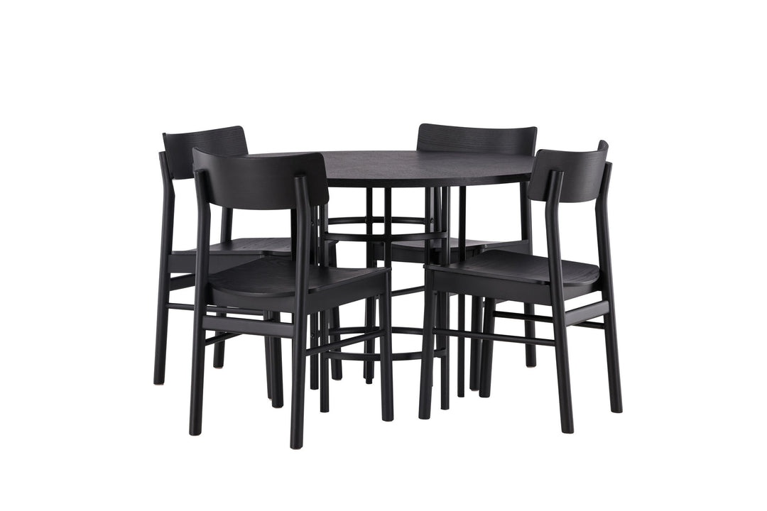 Venture Home Copenhagen Dining Table - Black / Black Veneer +Montros Dining Chair - Natural / Natural Rubberwood _4