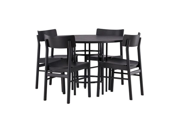 Venture Home Copenhagen Dining Table - Black / Black Veneer +Montros Dining Chair - Natural / Natural Rubberwood _4