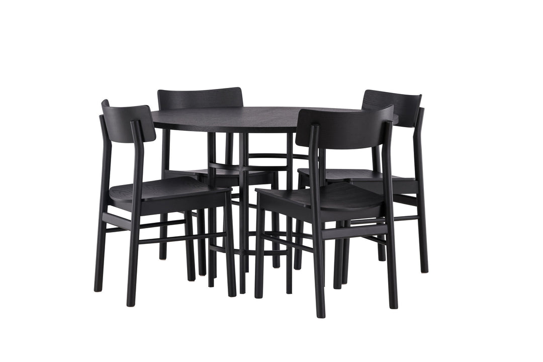 Venture Home Copenhagen Dining Table - Black / Black Veneer +Montros Dining Chair - Natural / Natural Rubberwood _4