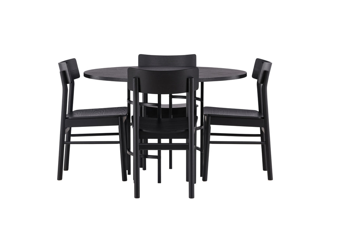 Venture Home Copenhagen Dining Table - Black / Black Veneer +Montros Dining Chair - Natural / Natural Rubberwood _4