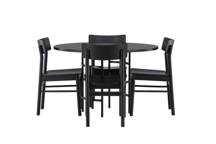Venture Home Copenhagen Dining Table - Black / Black Veneer +Montros Dining Chair - Natural / Natural Rubberwood _4