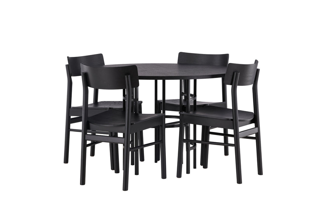 Venture Home Copenhagen Dining Table - Black / Black Veneer +Montros Dining Chair - Natural / Natural Rubberwood _4