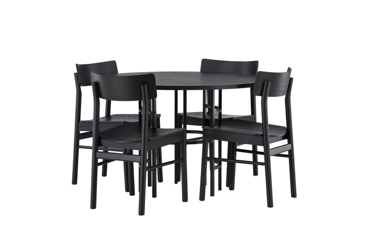 Venture Home Copenhagen Dining Table - Black / Black Veneer +Montros Dining Chair - Natural / Natural Rubberwood _4