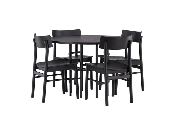 Venture Home Copenhagen Dining Table - Black / Black Veneer +Montros Dining Chair - Natural / Natural Rubberwood _4