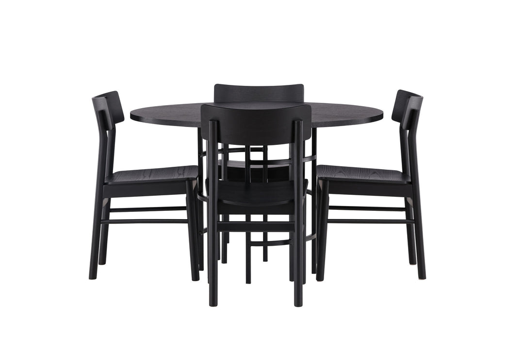 Venture Home Copenhagen Dining Table - Black / Black Veneer +Montros Dining Chair - Natural / Natural Rubberwood _4